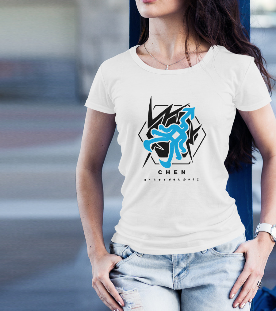 Exo Chen Superpower Symbols And Blue Figure T-Shirt