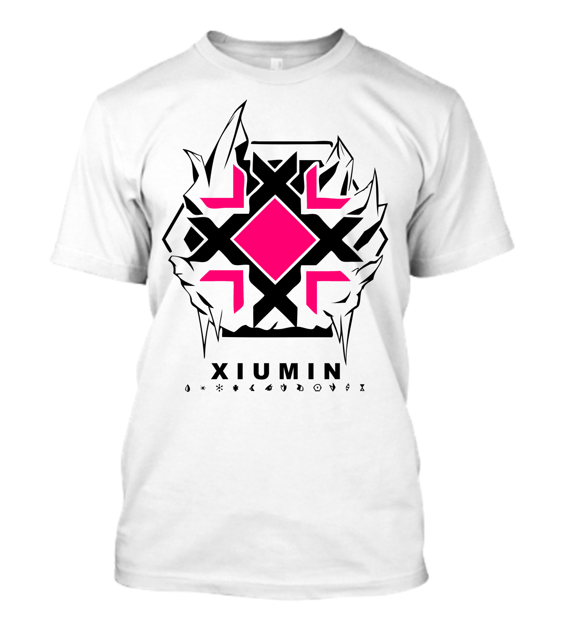 Xiumin EXO Pink Diamond Symbol With Tribal Fire Motif T-Shirt