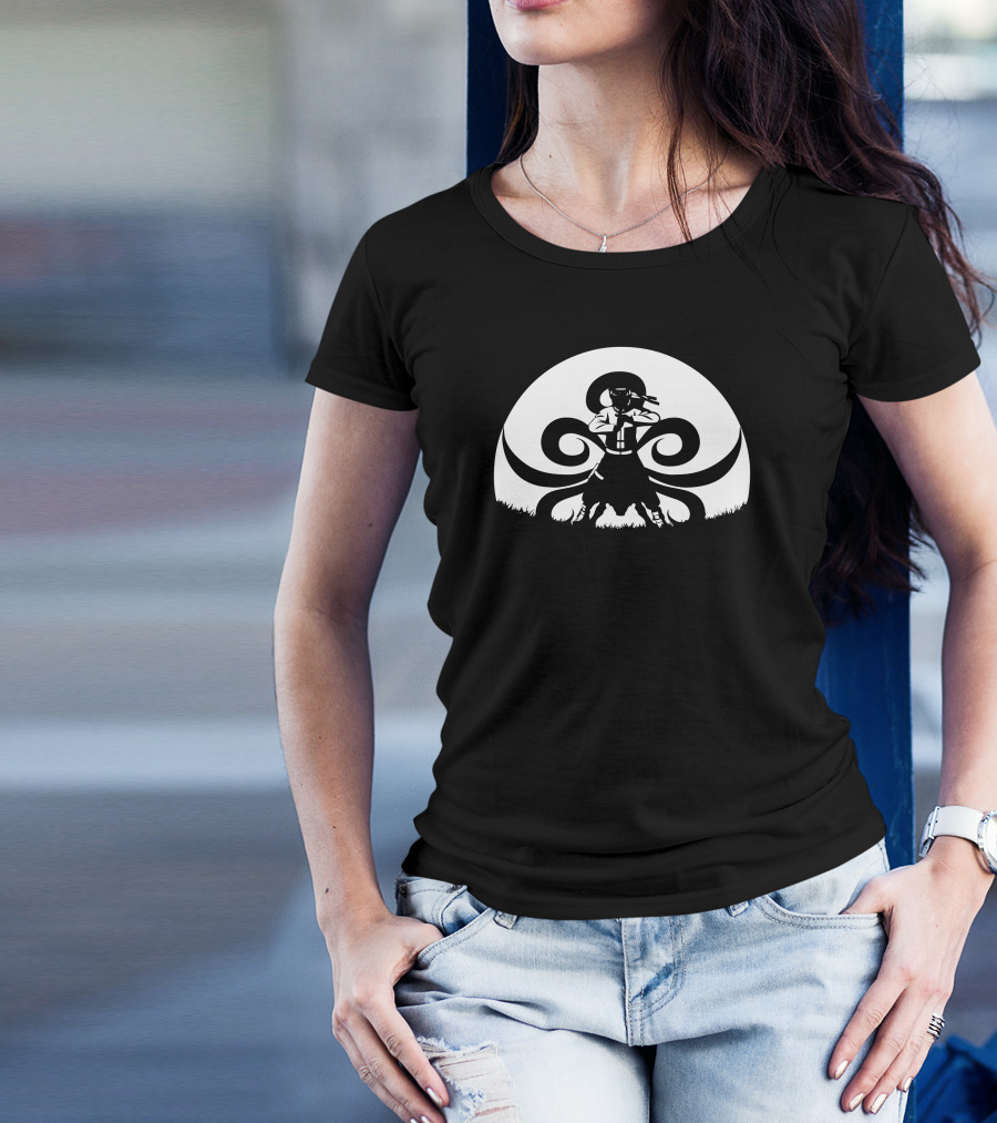 Ninja Full Moon Warrior Shadow With Spirals T-Shirt