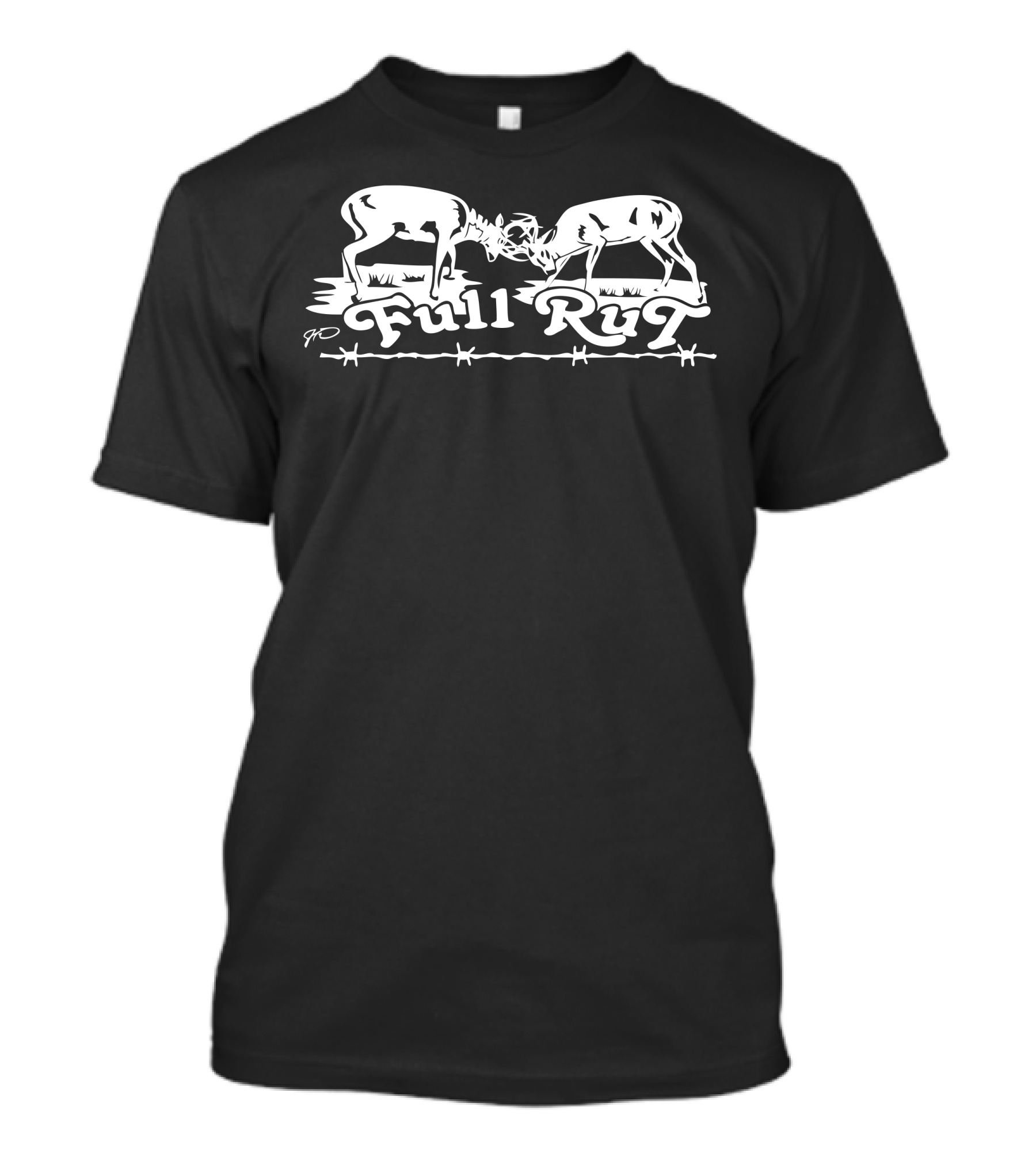 Full Rut Two Deer Locking Antlers Barbed Wire T-Shirt
