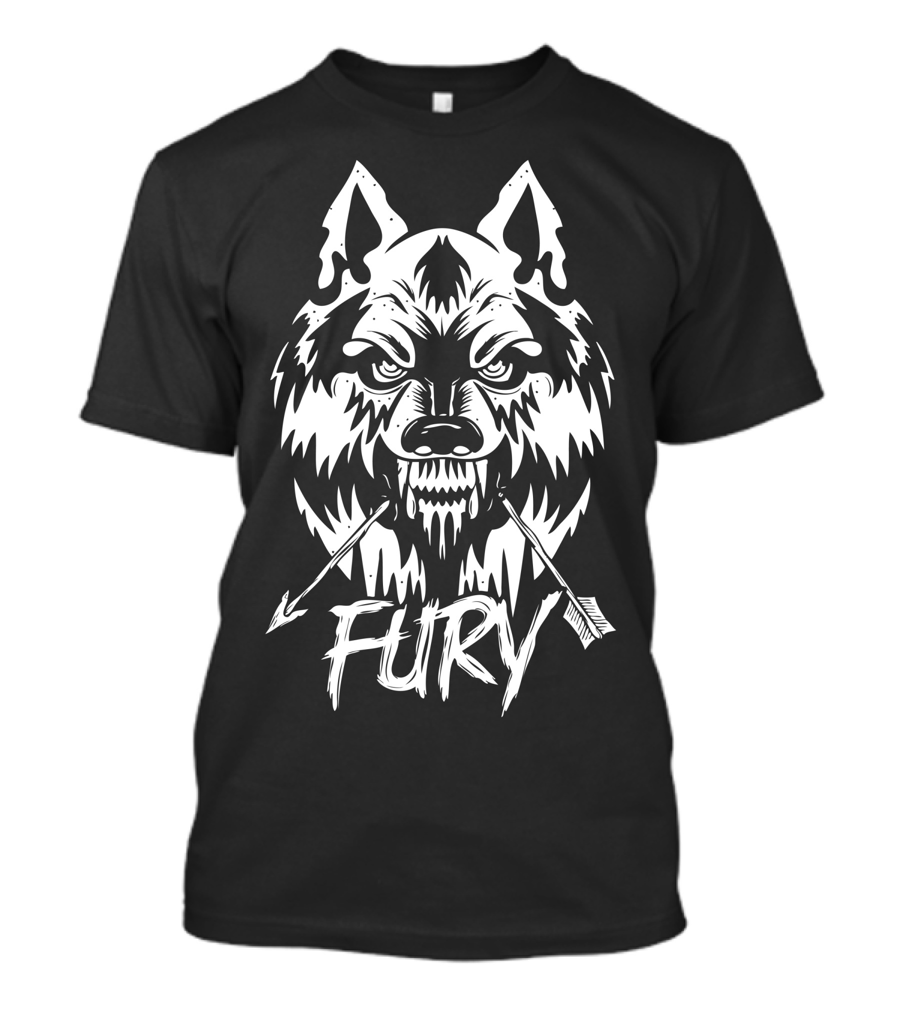 Fury Wolf With Arrows In Teeth Aggressive Stylized T-Shirt