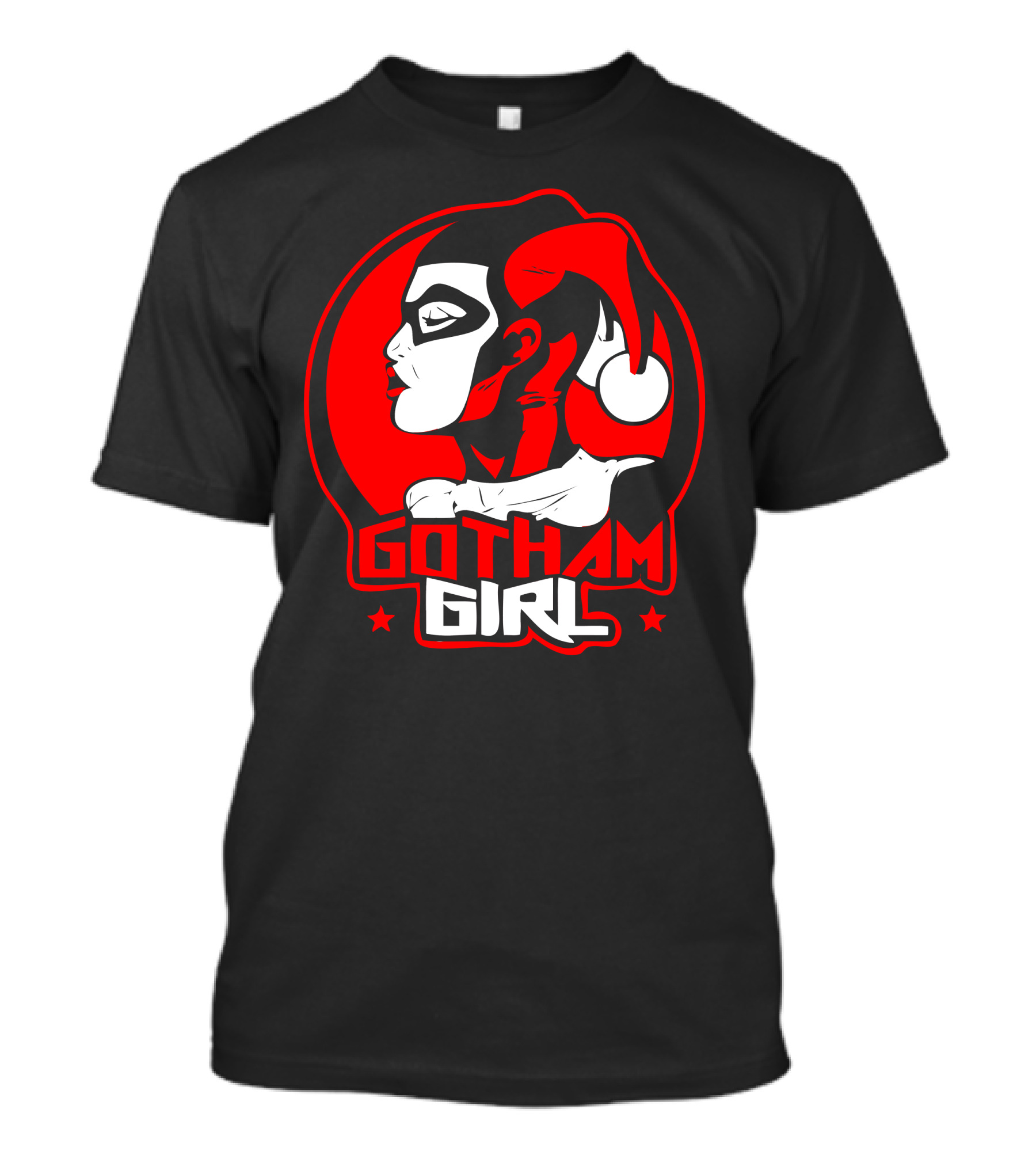 Gotham Girl Jester Mask Red White Black Circle T-Shirt