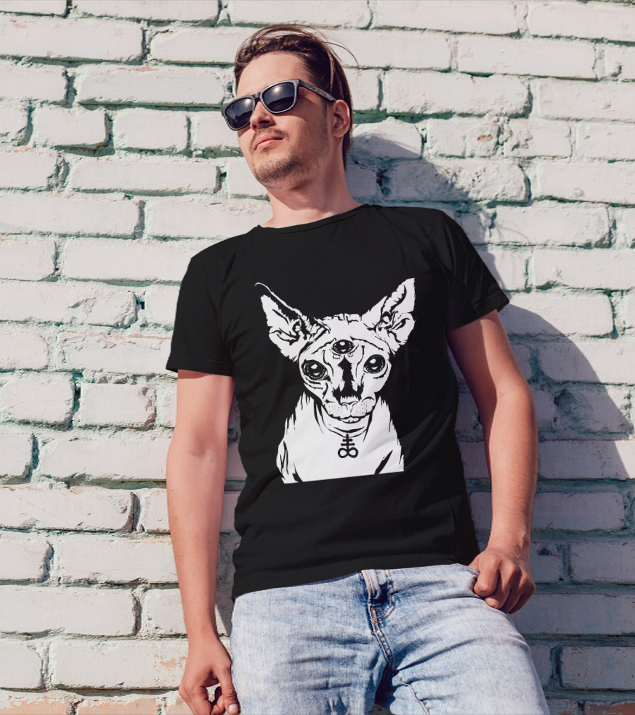 Hell Cat Third Eye Occult Symbol Sphynx T-Shirt