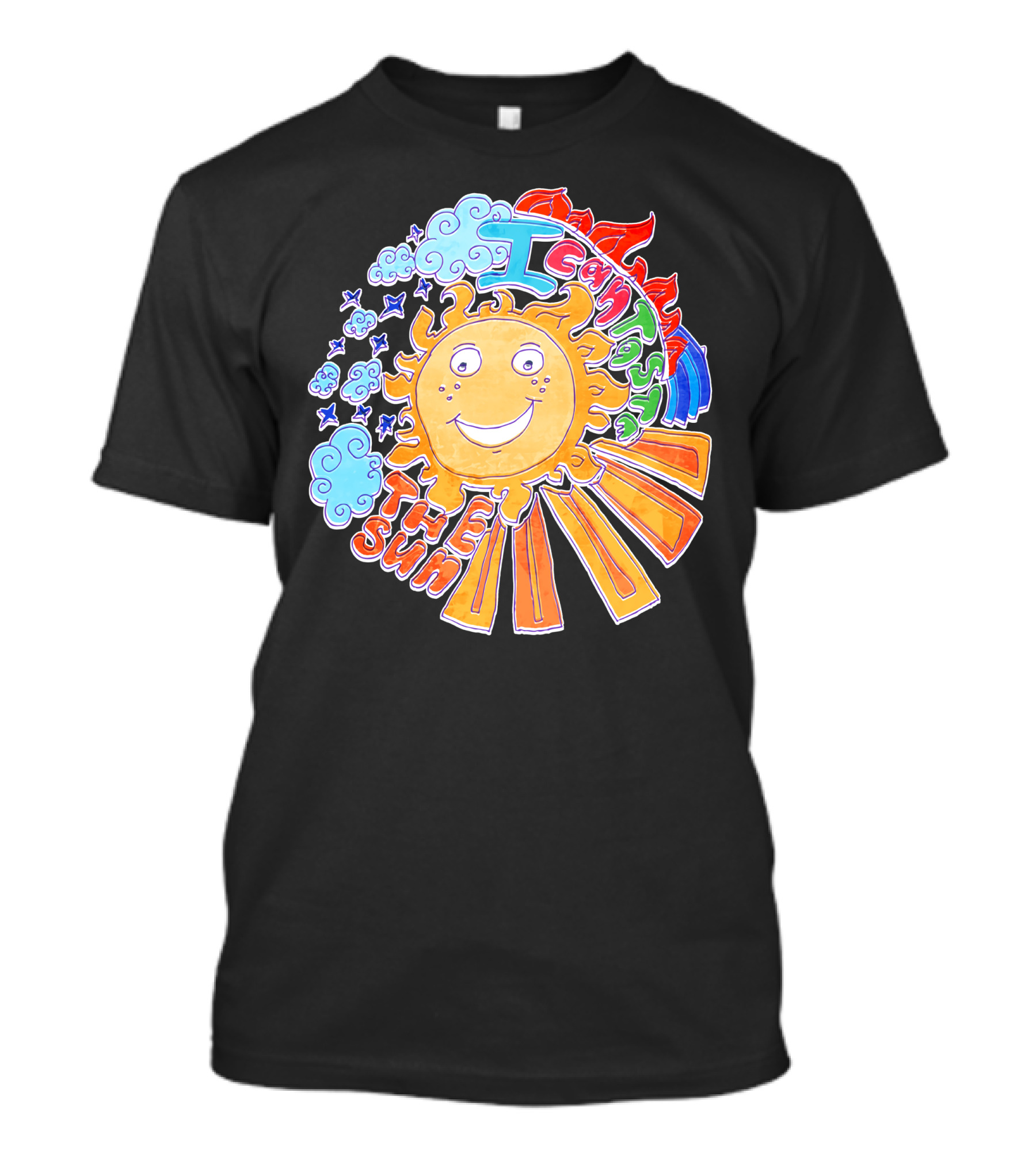 I Can Taste The Sun Bright Cartoon Sun With Clouds And Stars T-Shirt