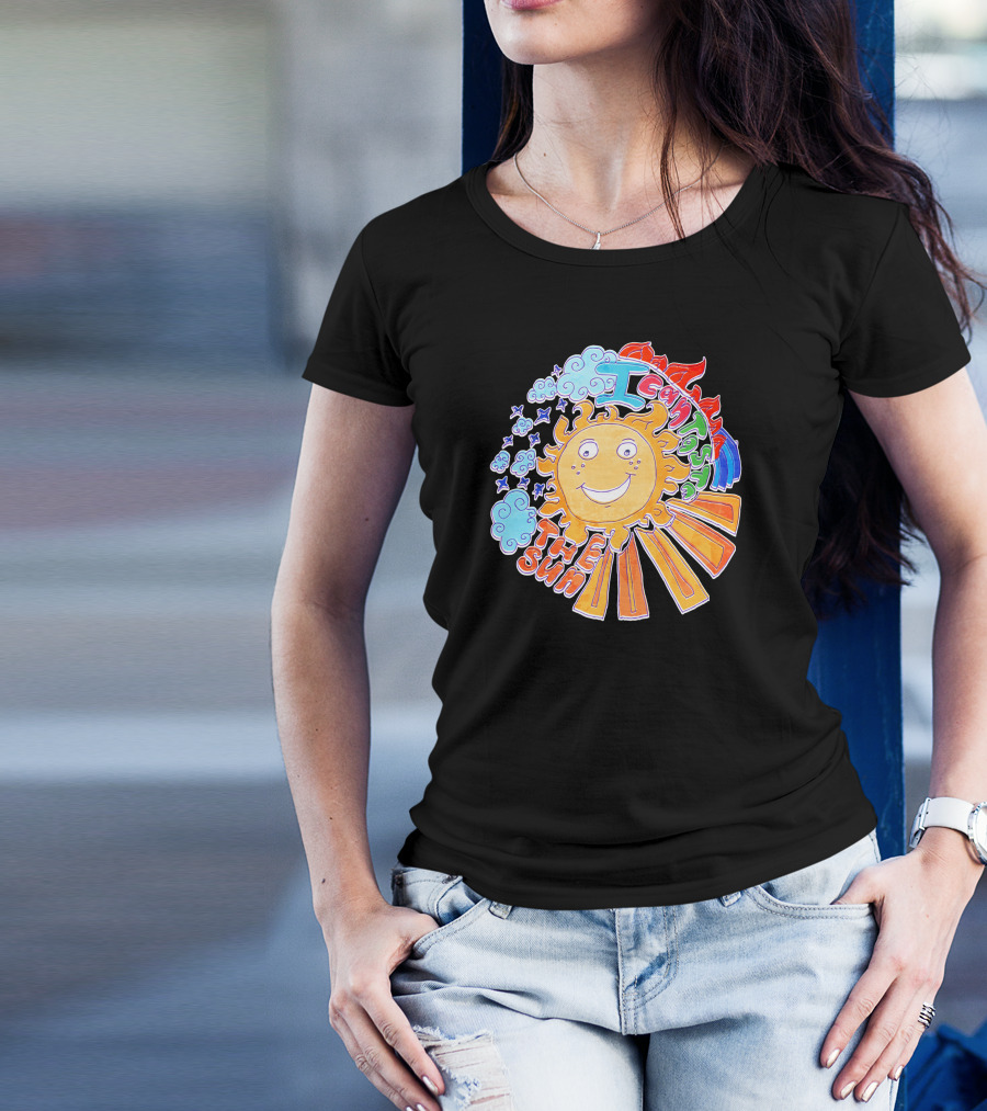 I Can Taste The Sun Bright Cartoon Sun With Clouds And Stars T-Shirt