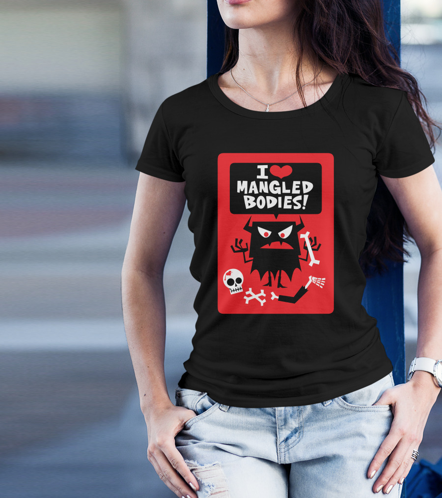 I Heart Mangled Bodies Monster With Bones And Skulls T-Shirt