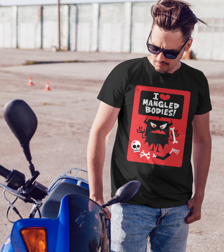 I Heart Mangled Bodies Monster With Bones And Skulls T-Shirt