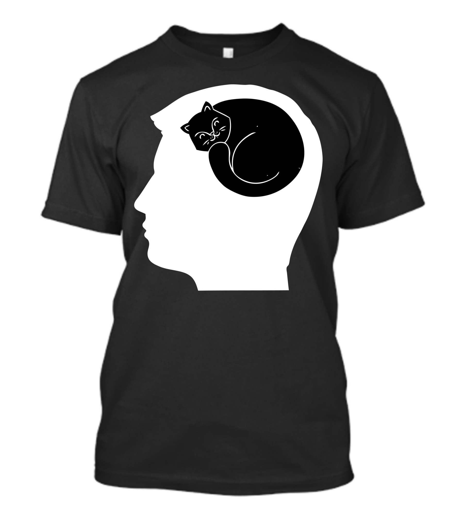 Kitty On My Mind: Cat Illustration In Head T-Shirt