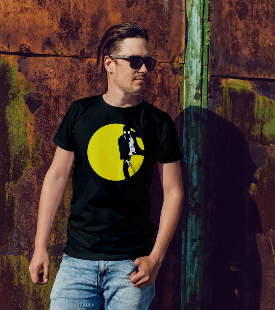 Leroy Spotlight Yellow Circle Silhouette Gas Mask Character T-Shirt