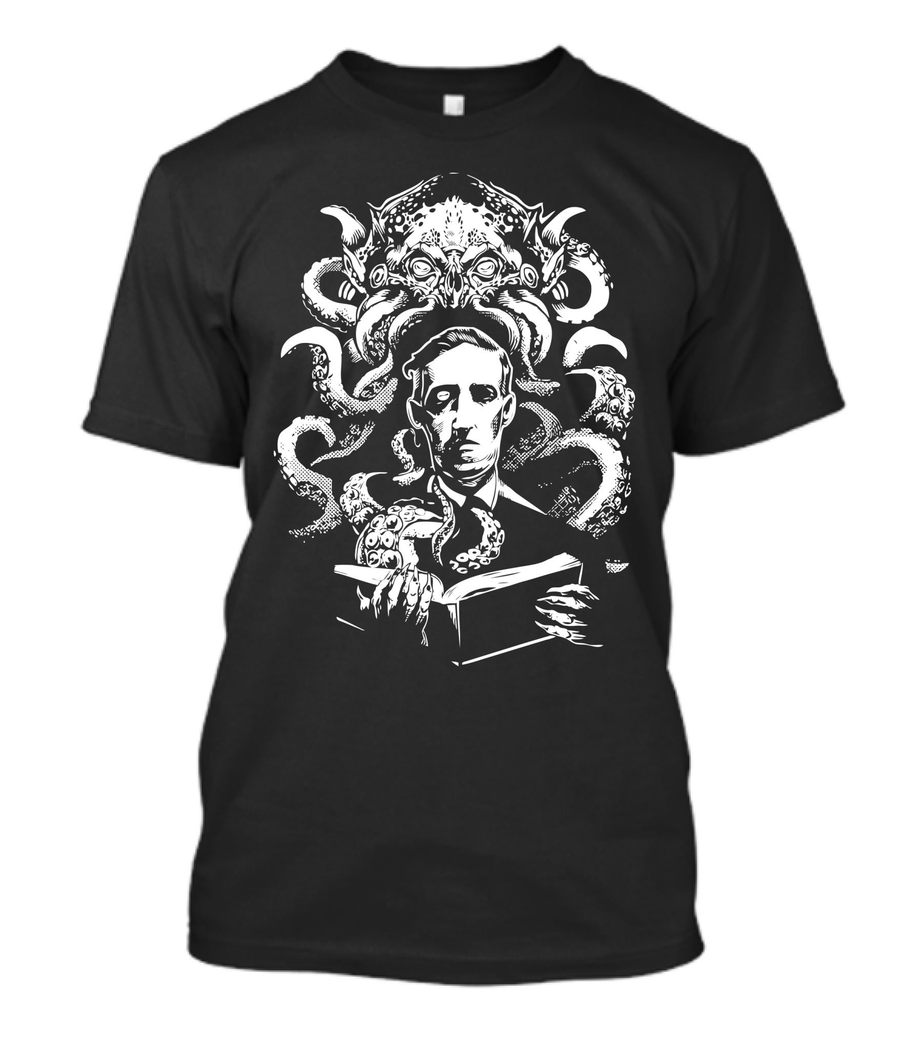 Love Cthulhu H.P. Lovecraft With Mythical Monster Reading Scene T-Shirt