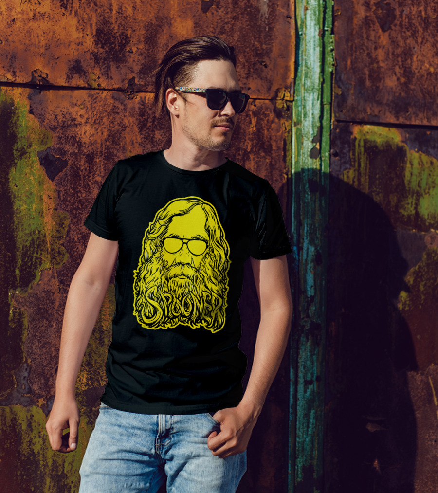 Lysander Spooner Too Cool With Bold Yellow Bearded Icon Wearing Sunglasses T-Shirt