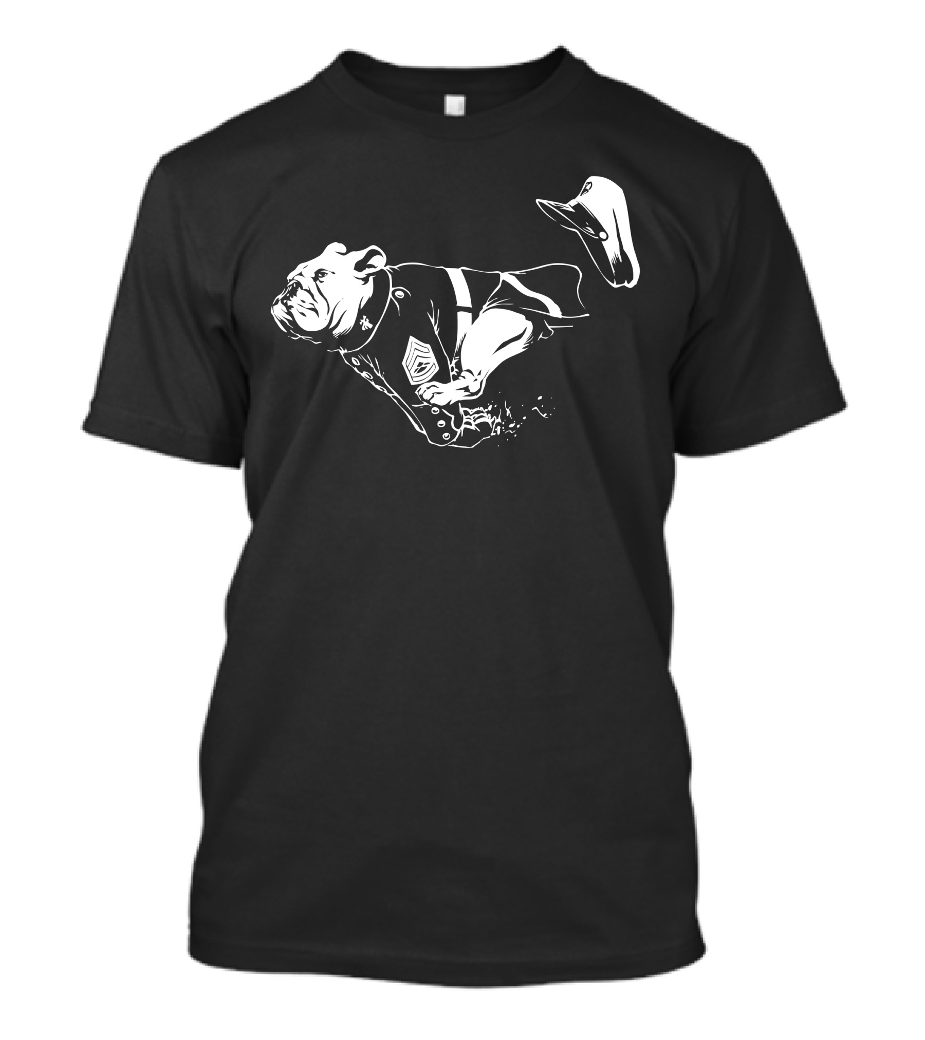 Marine Bulldog Running In Military Uniform With Cap T-Shirt
