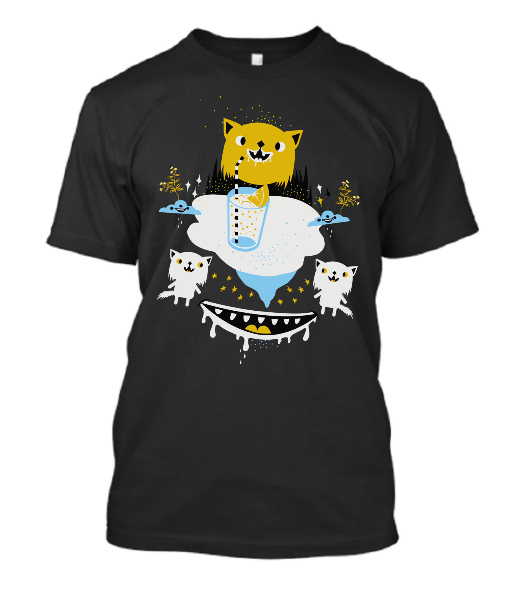 Milky Way Lemonade Cats With UFOs And Stars T-Shirt