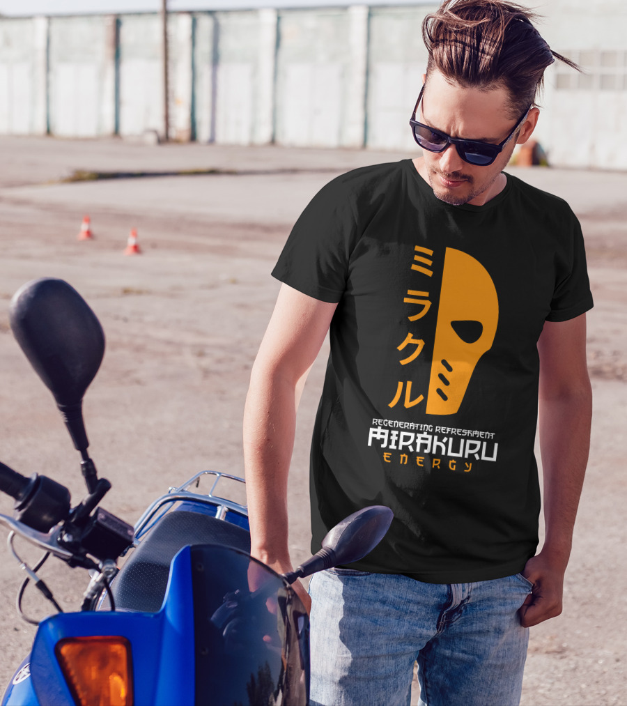 Mirakuru Energy Regenerating Refreshment Orange Mask Kanji T-Shirt