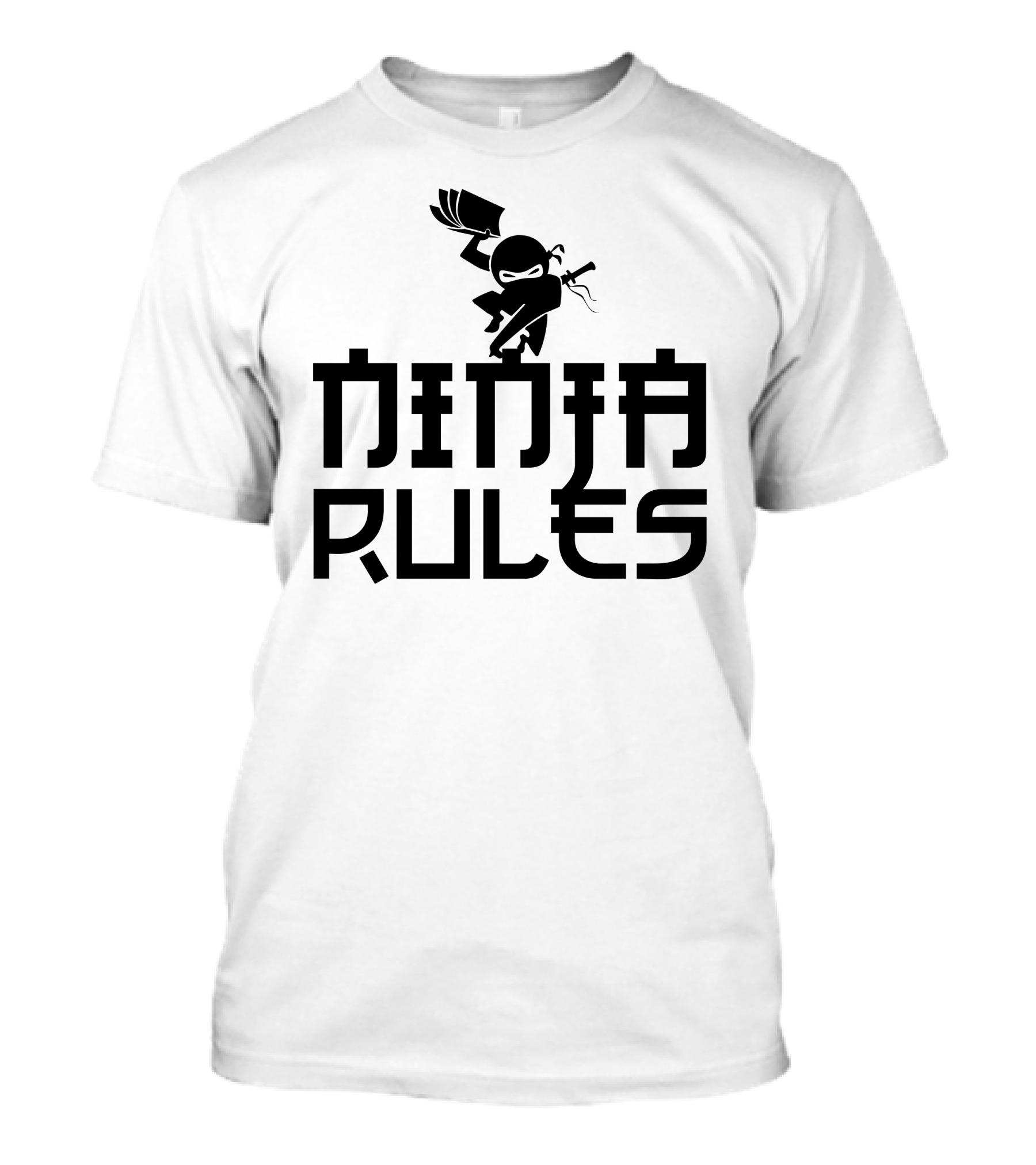 Ninja Rules Silhouette With Sword And Masked Figure T-Shirt