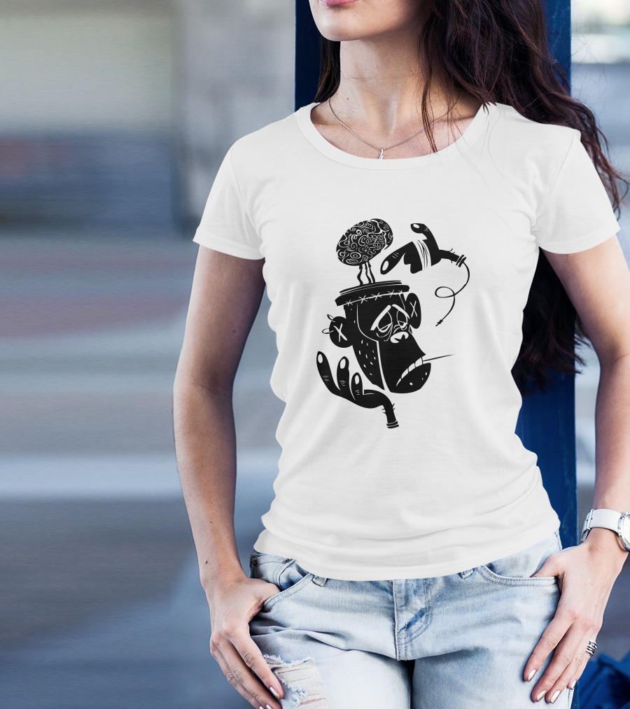 Numb Skull Monkey Pop Off Brain Controller T-Shirt