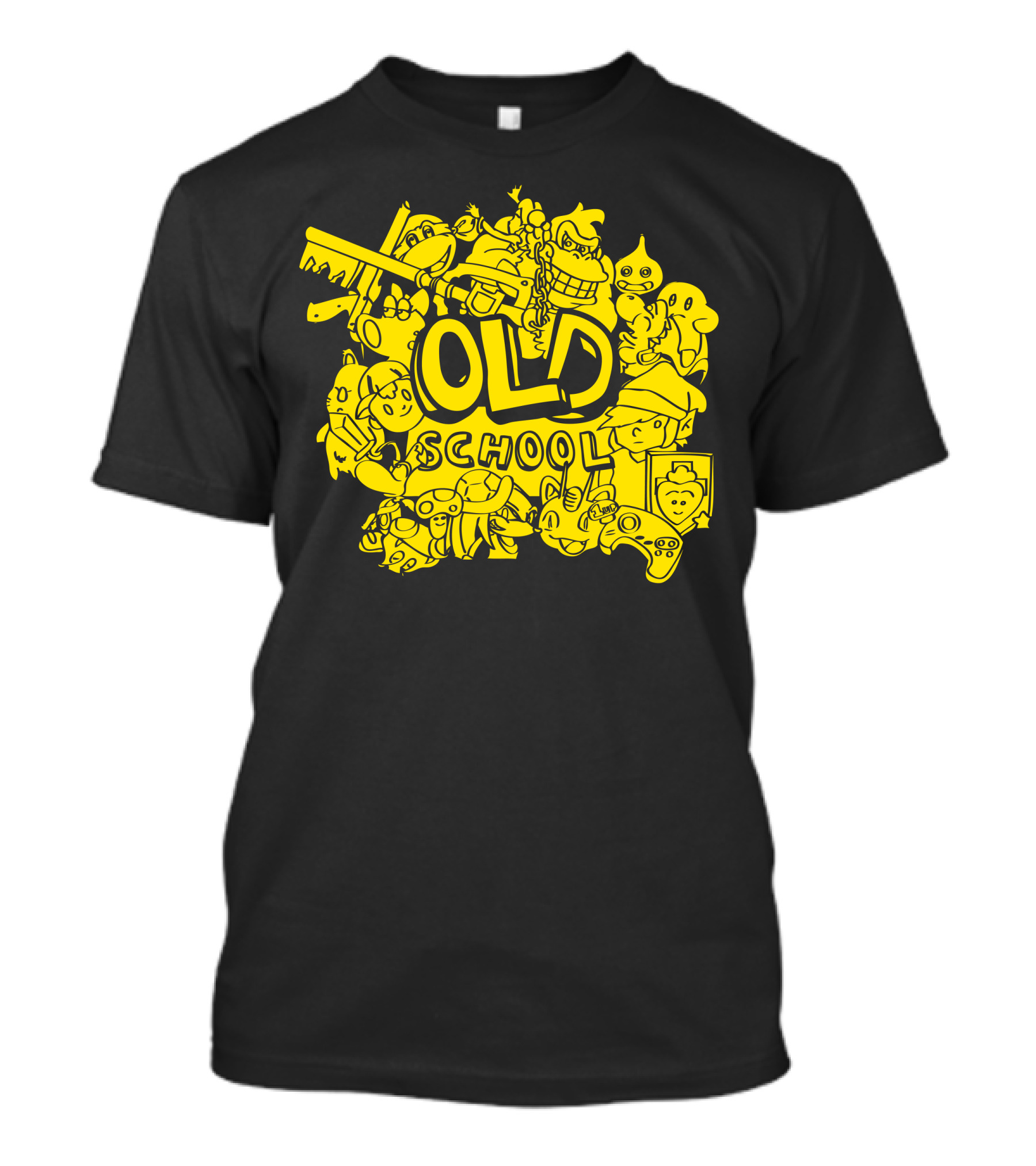 Old School Gamer Retro Characters Controller Icons T-Shirt