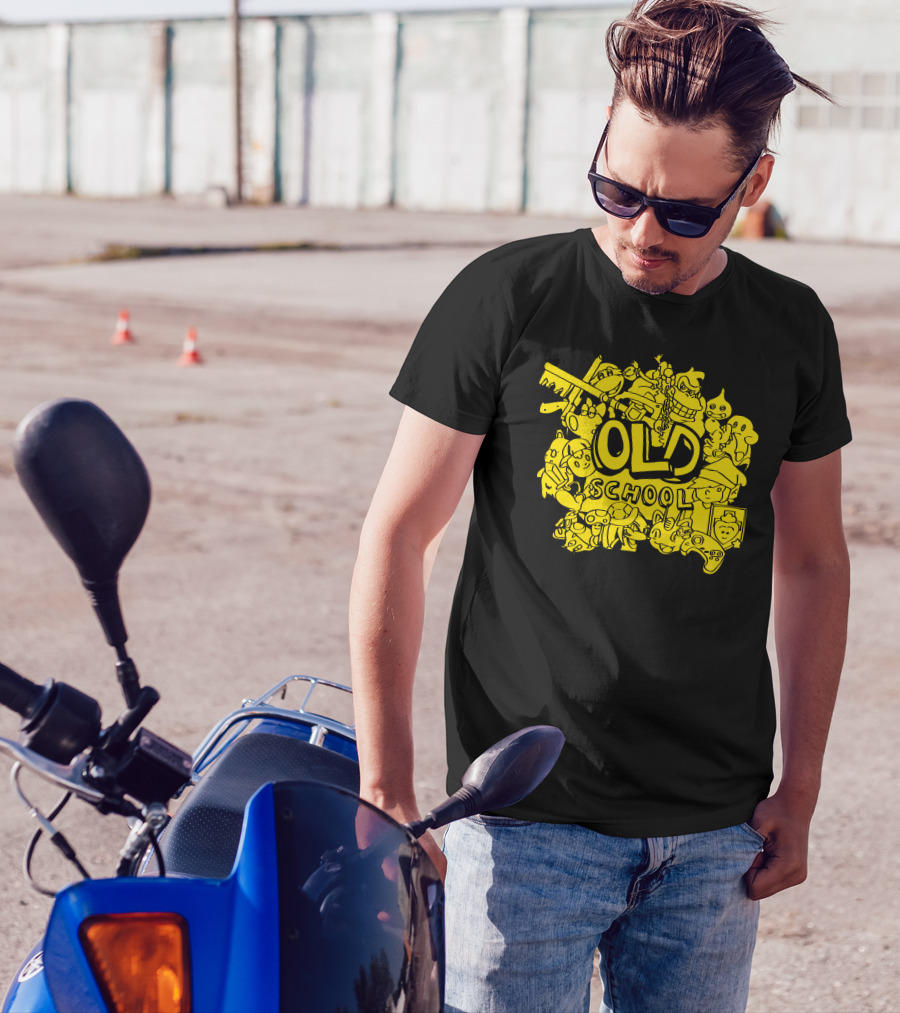 Old School Gamer Retro Characters Controller Icons T-Shirt