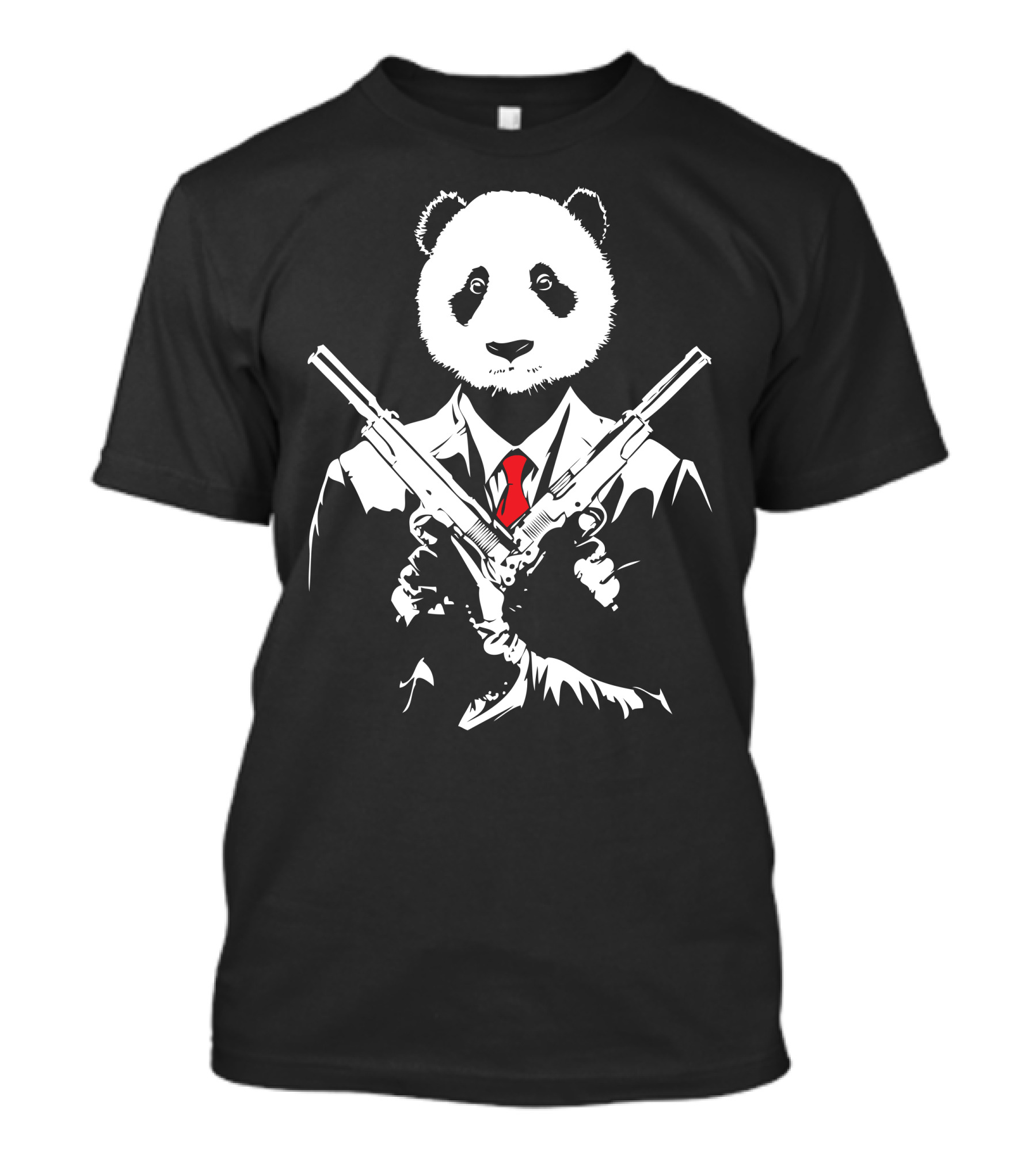 Pandaman Panda With Suit And Guns T-Shirt