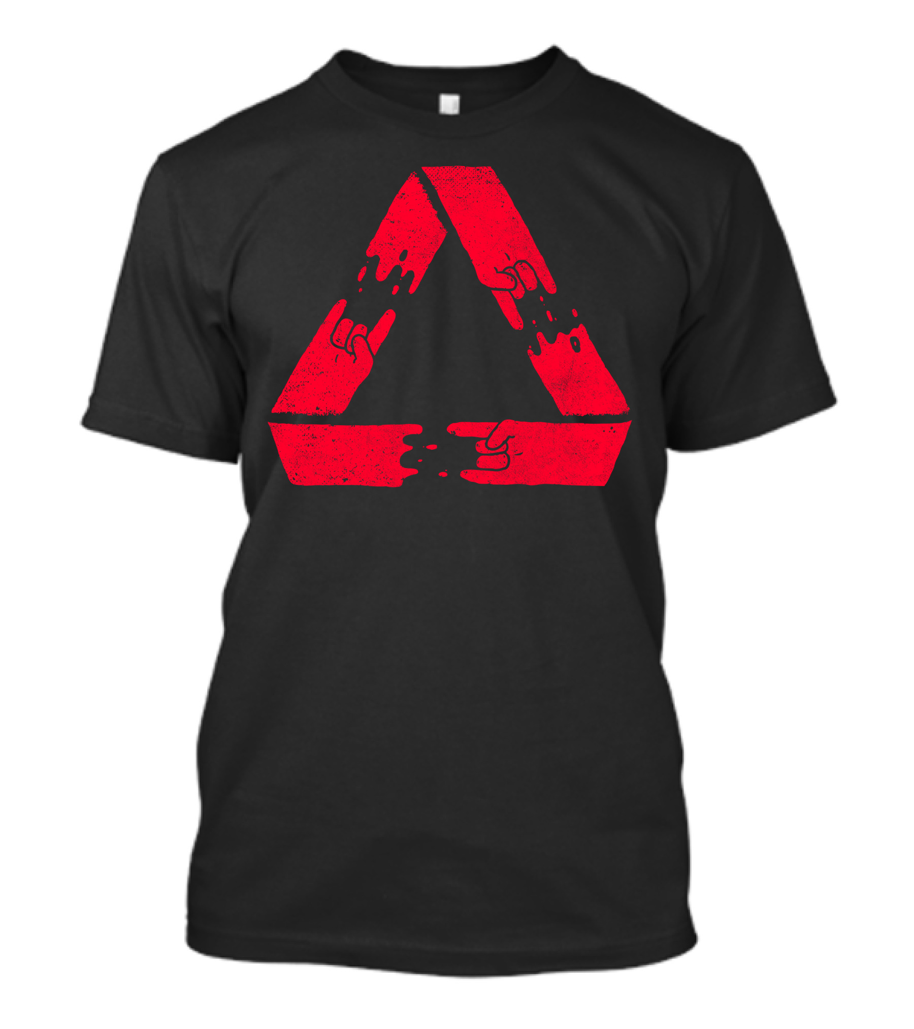 Rockcycle Recycle Triangle Hands Geometric Optical Illusion T-Shirt