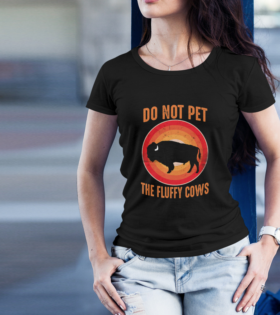 National Bison Day Do Not Pet The Fluffy Cows Vintage Sunset T-Shirt