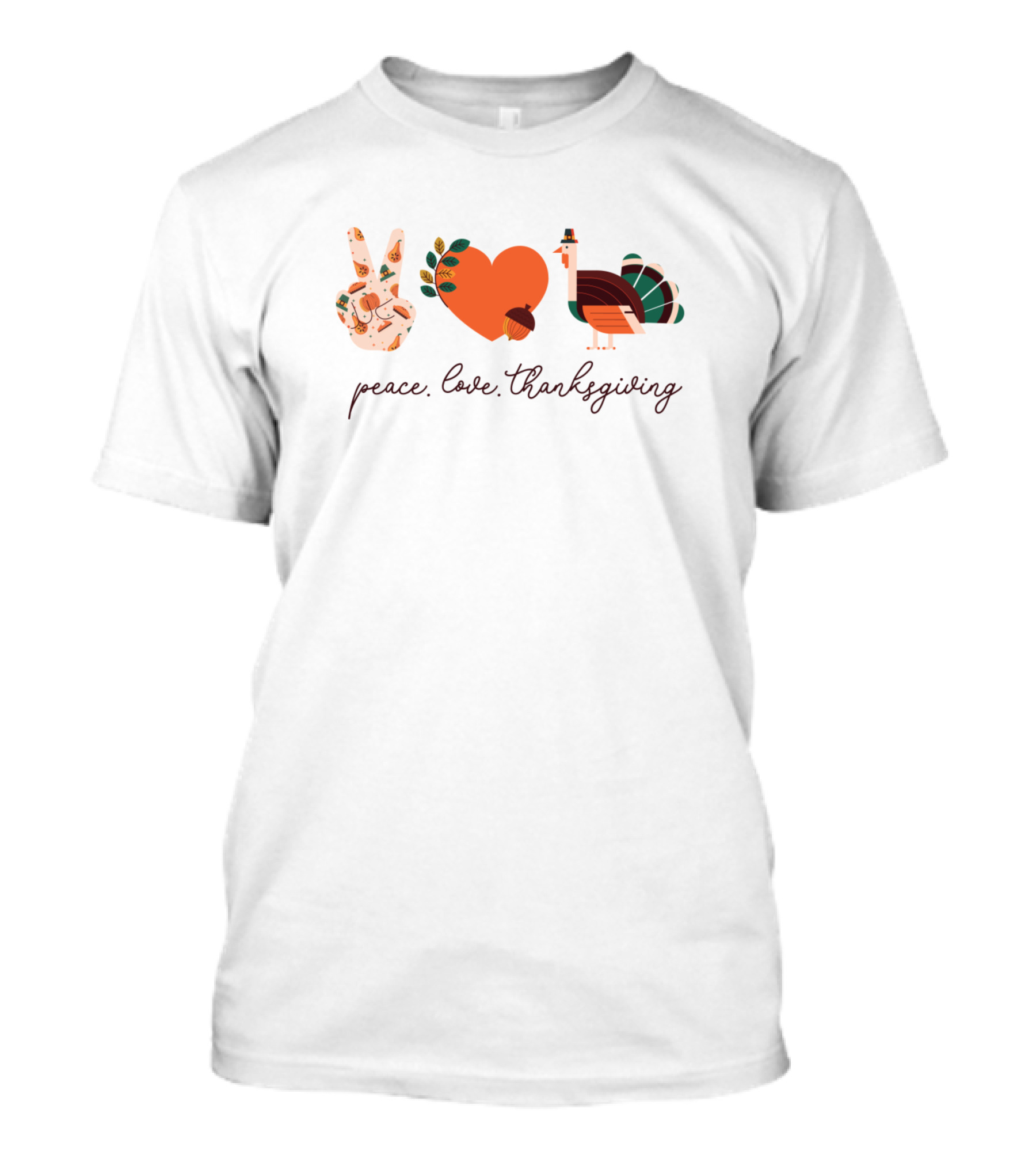Peace Love Thanksgiving Turkey Icons T-Shirt
