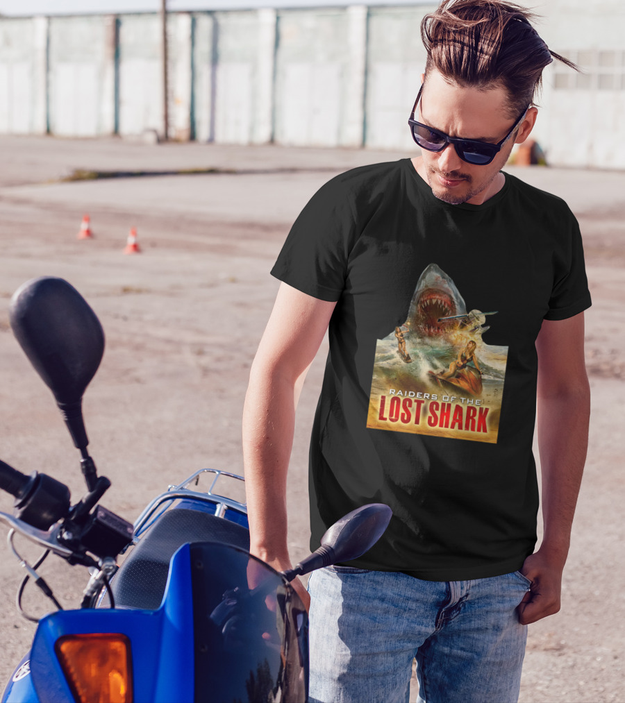 Raiders Of The Lost Shark Battle Scene With Jet Ski And Shark Attack T-Shirt