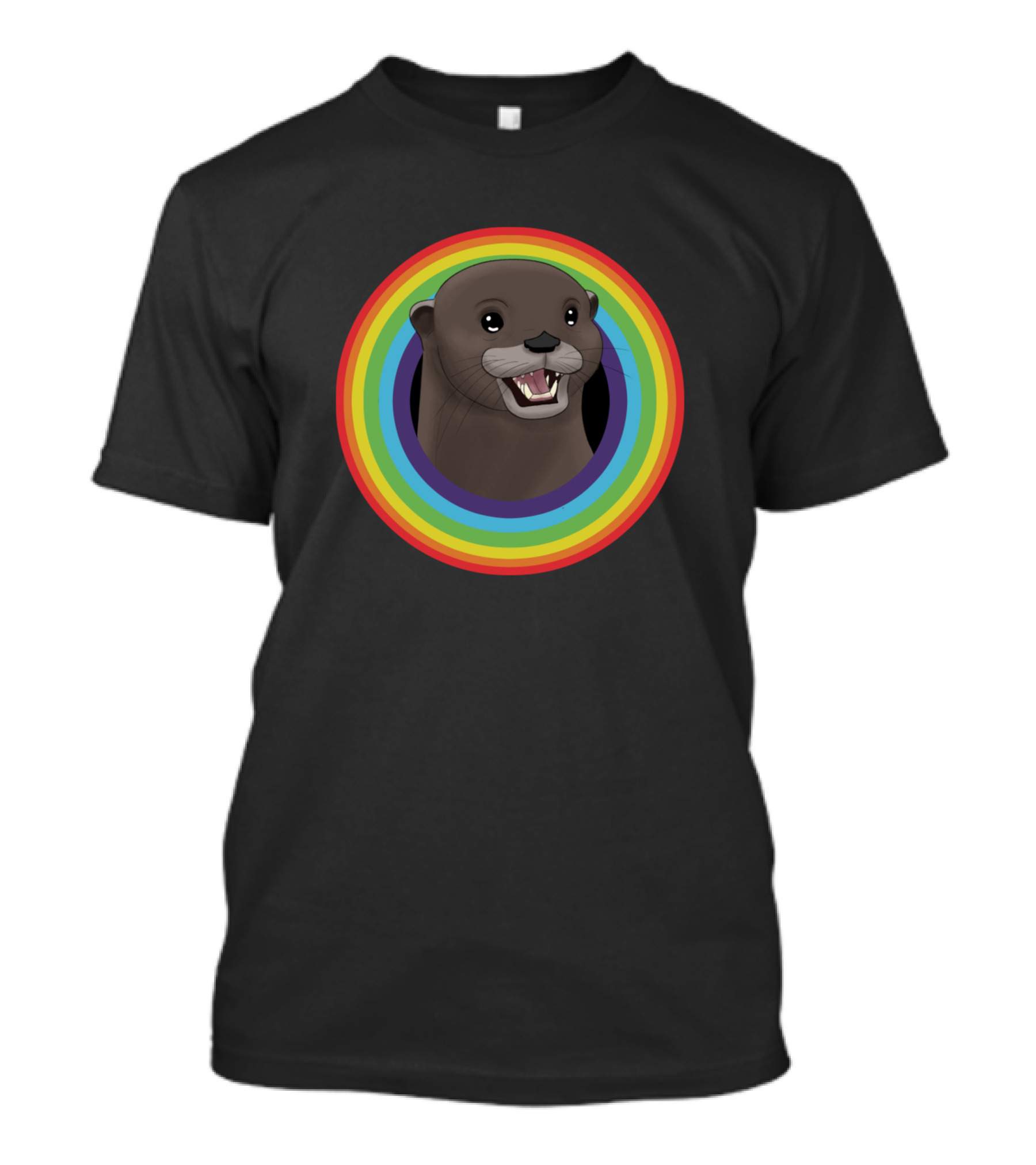 Rainbow Otter In Colorful Circular Spectrum T-Shirt