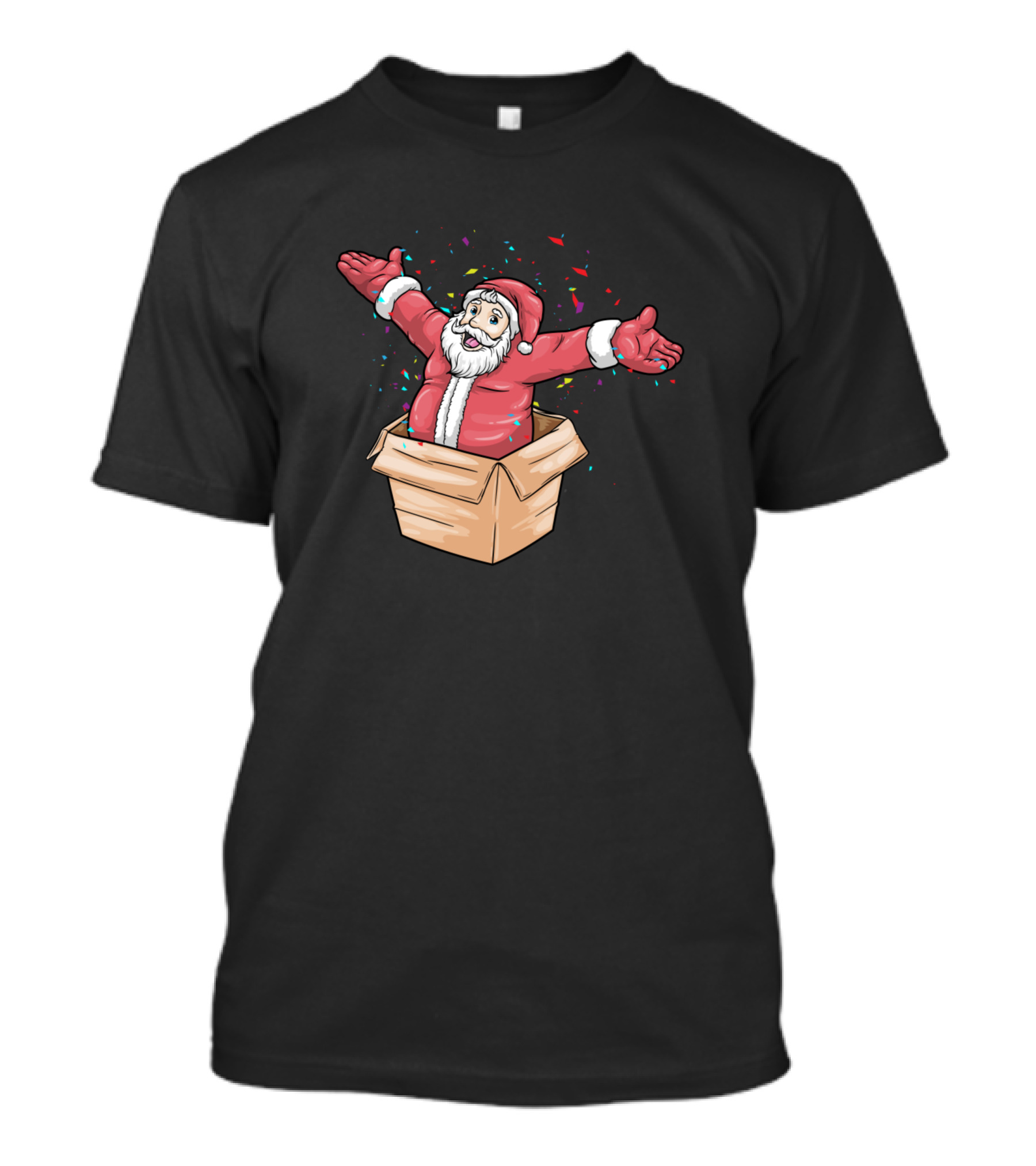 Santa Claus Popping Out Of Festive Box T-Shirt