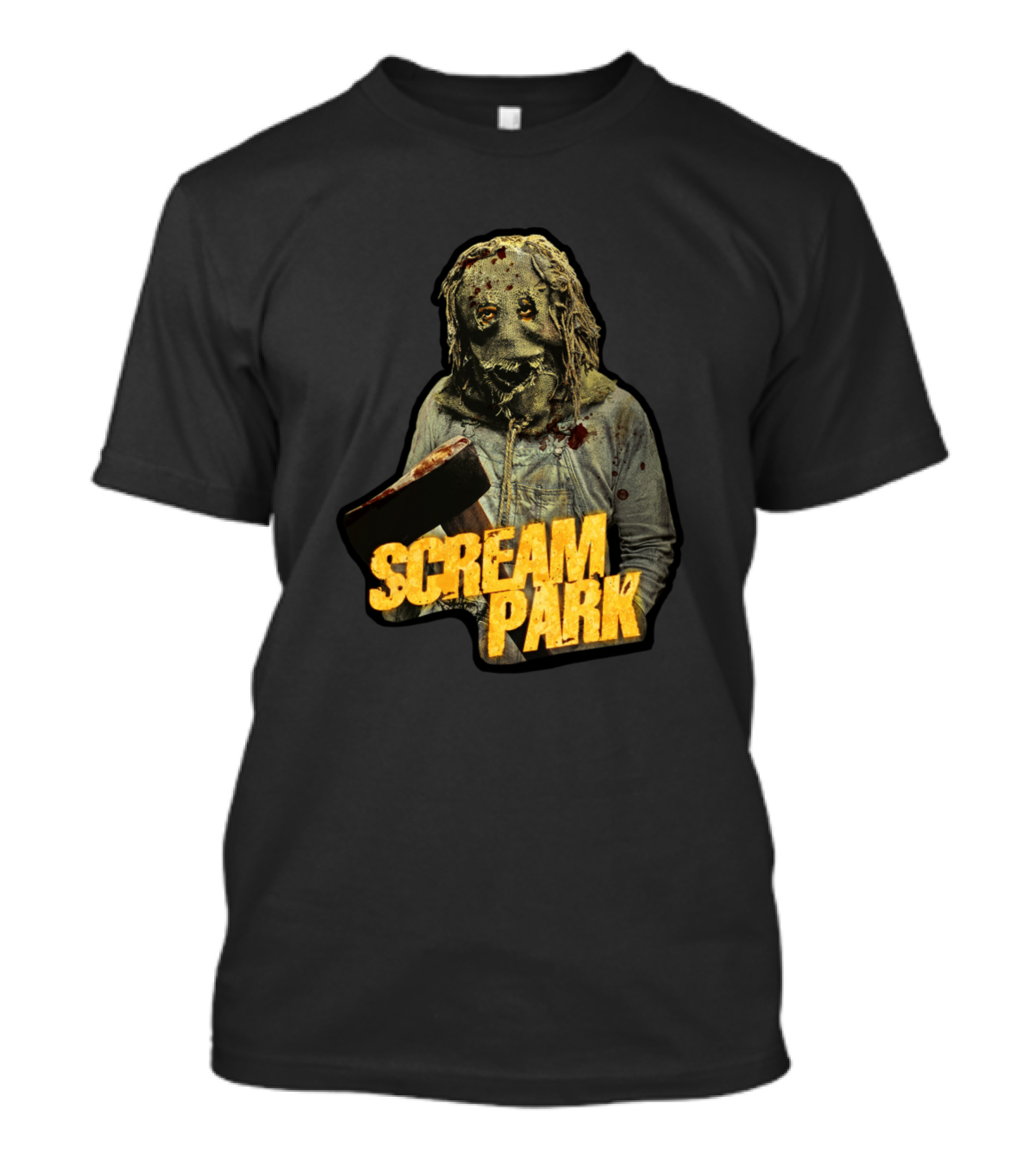 Scream Park Horror Character With Bloody Hatchet T-Shirt