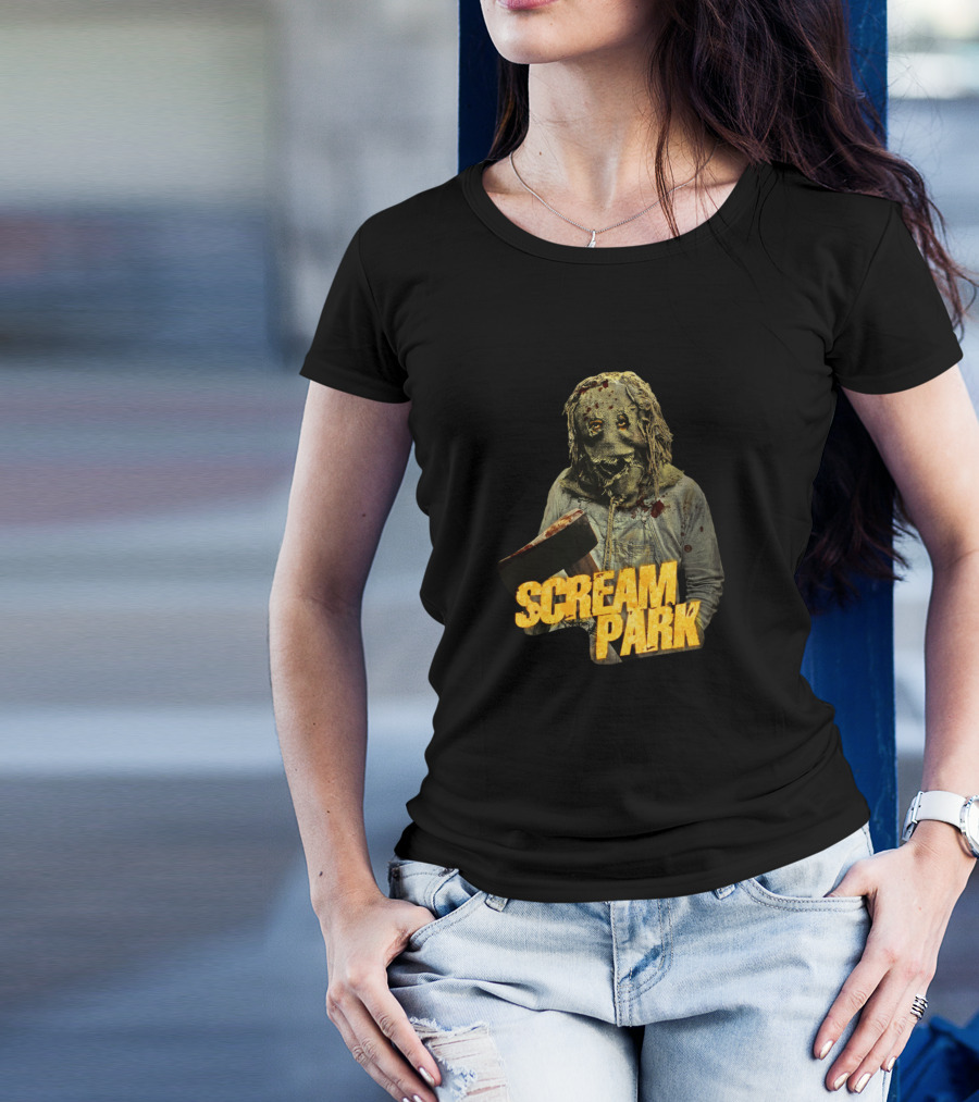 Scream Park Horror Character With Bloody Hatchet T-Shirt