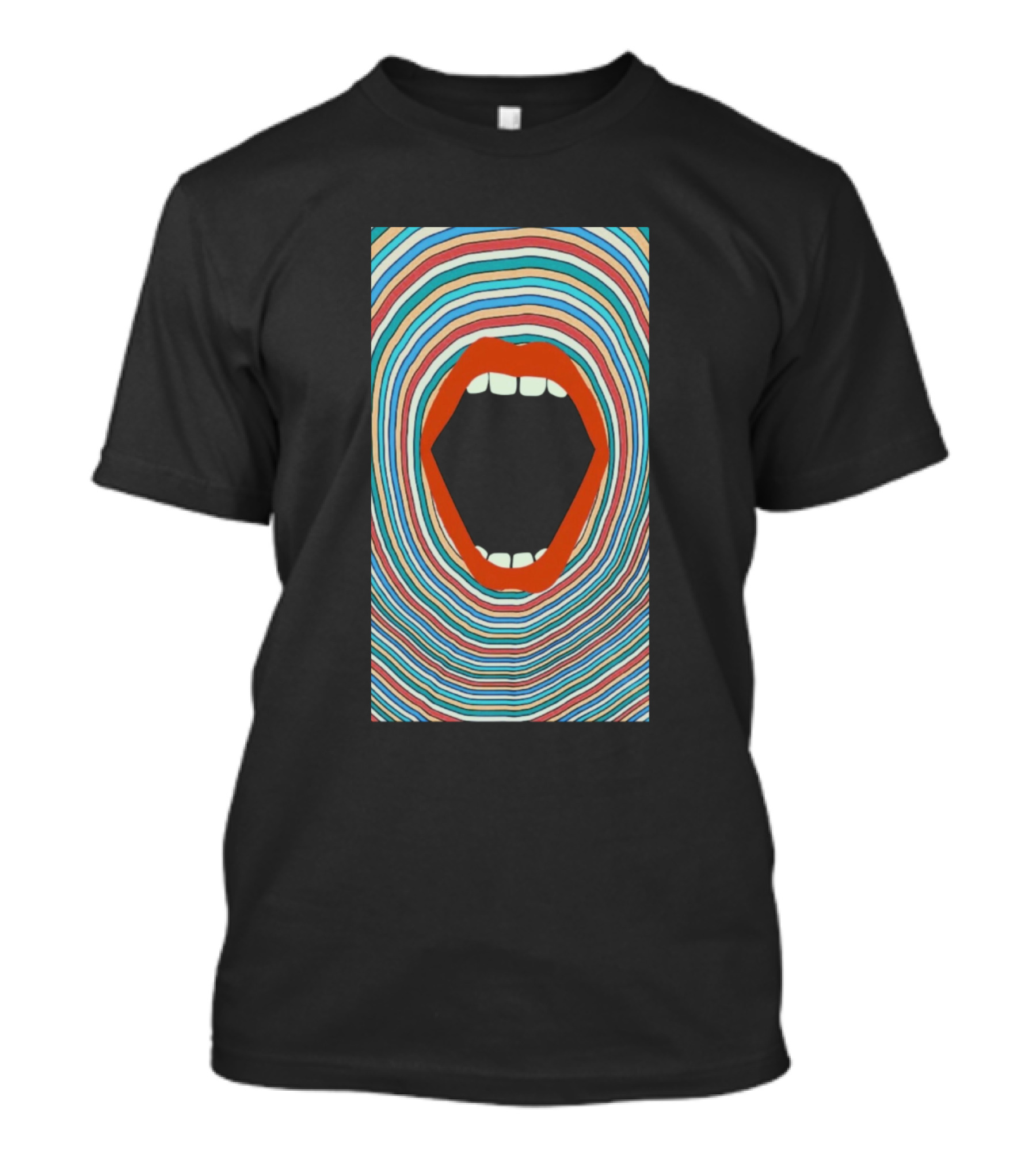 Screaming Mouth Of Human Psychedelic Stripes T-Shirt