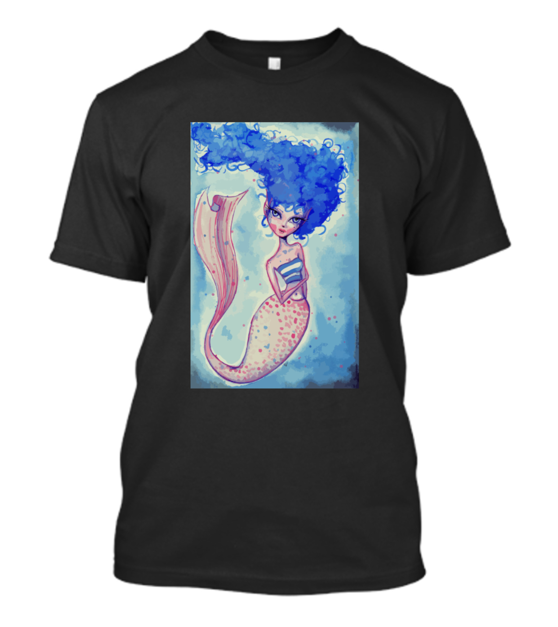 Shes A Shy Mermaid With Blue Hair And Spotted Tail T-Shirt