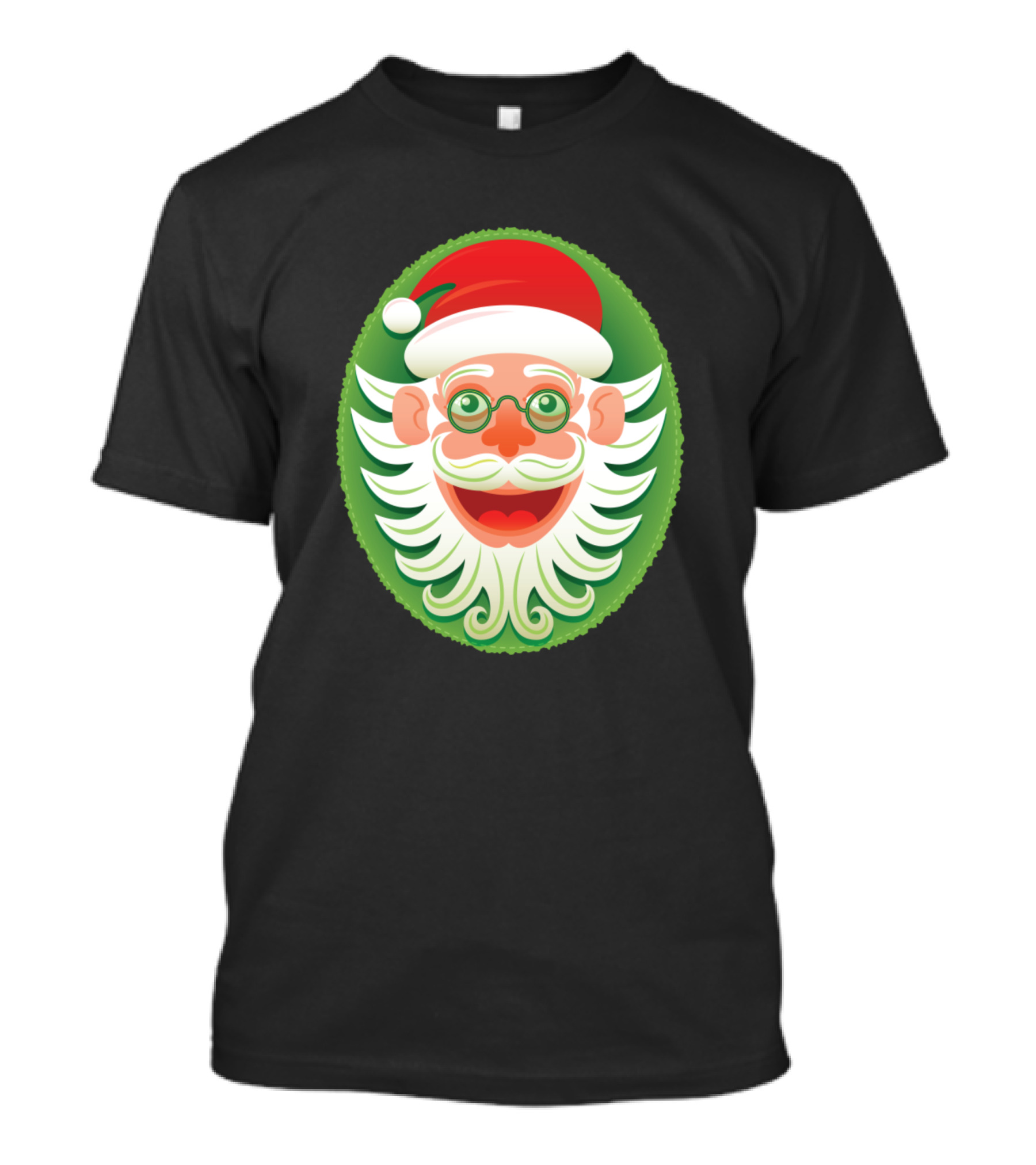 Smiling Santa Claus Celebrating Christmas In Hipst Oval T-Shirt