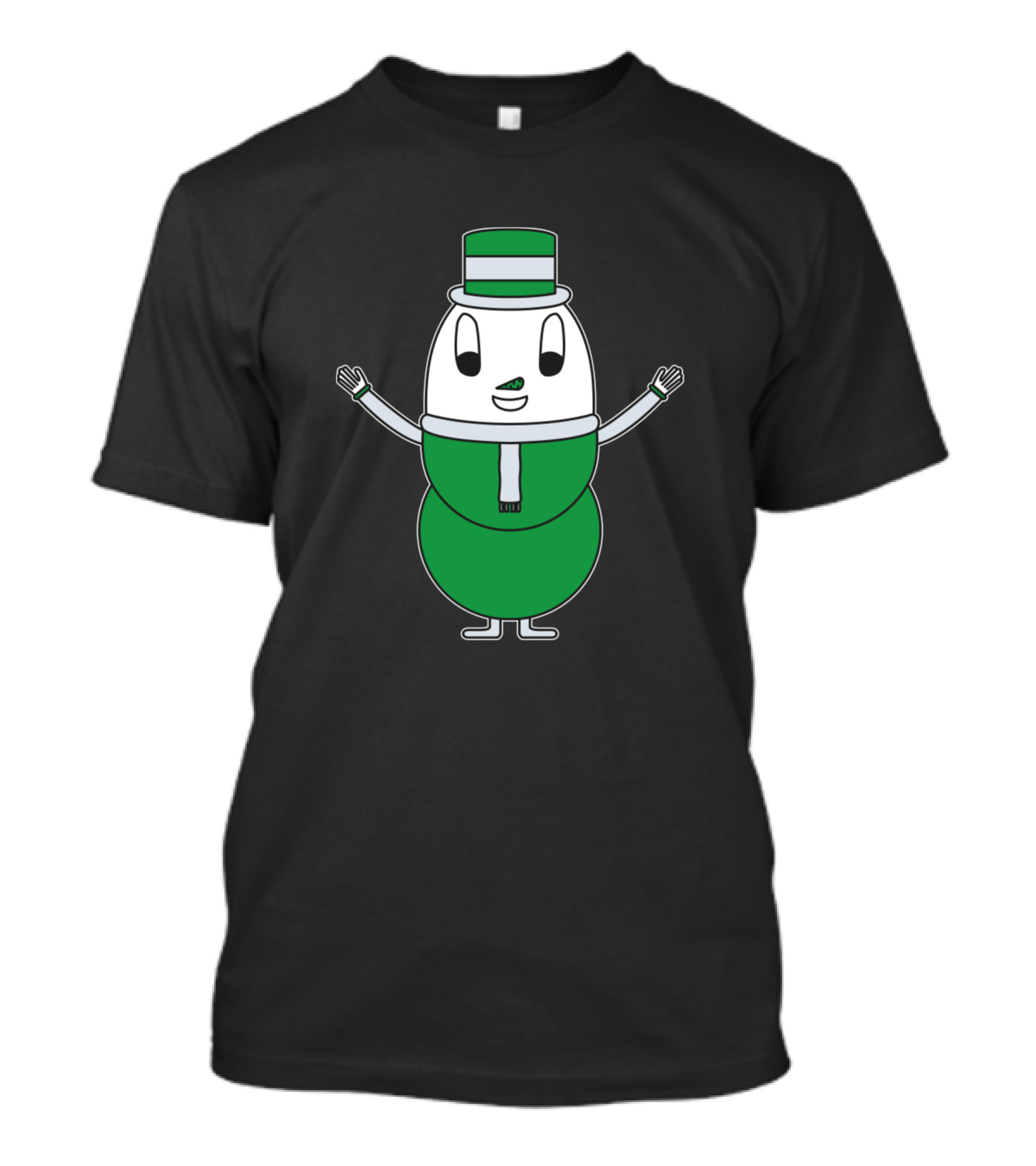 Snowman Egg Dressed In Green Scarf And Hat T-Shirt