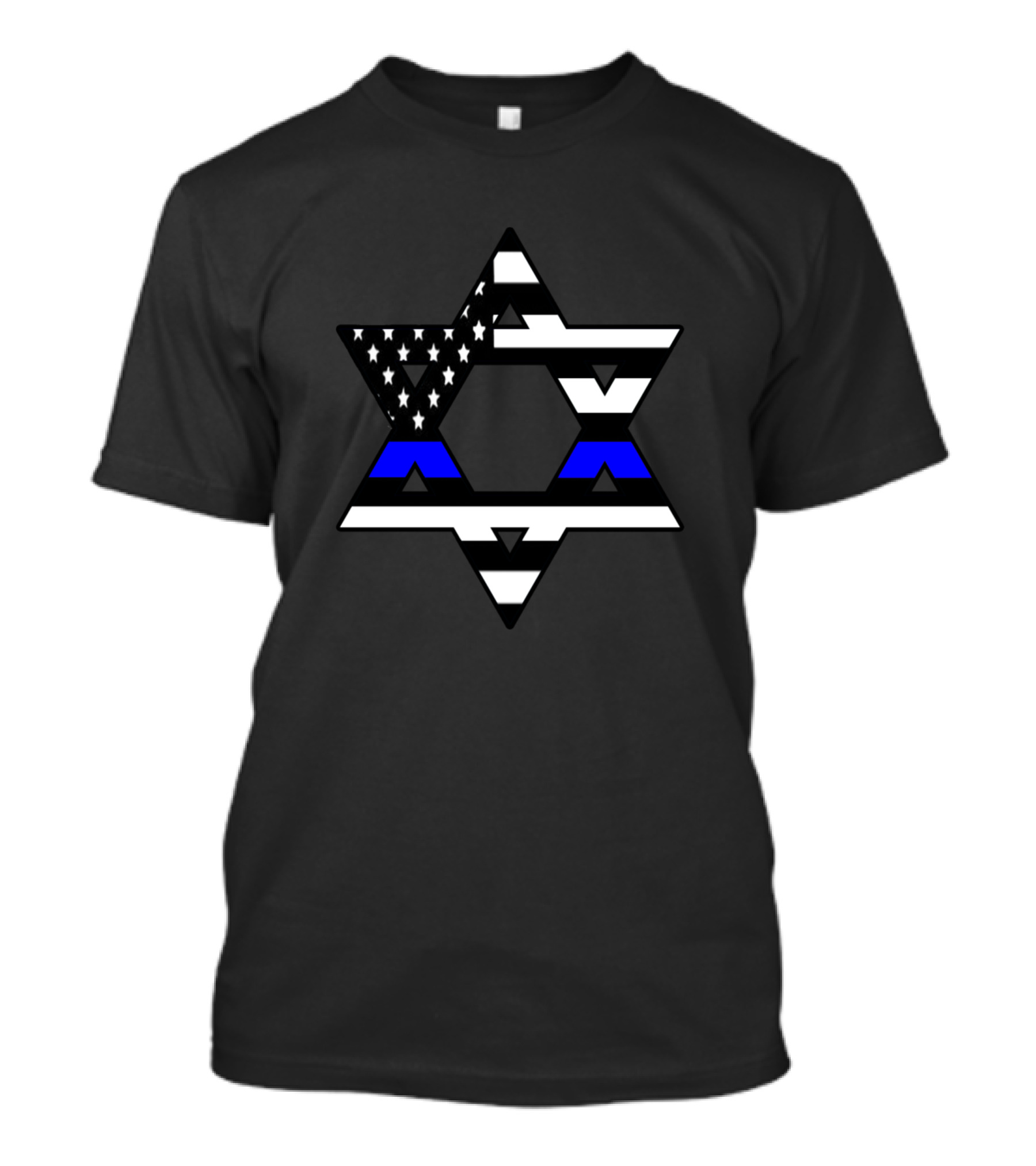 Star Of David Thin Blue Line American Flag T-Shirt