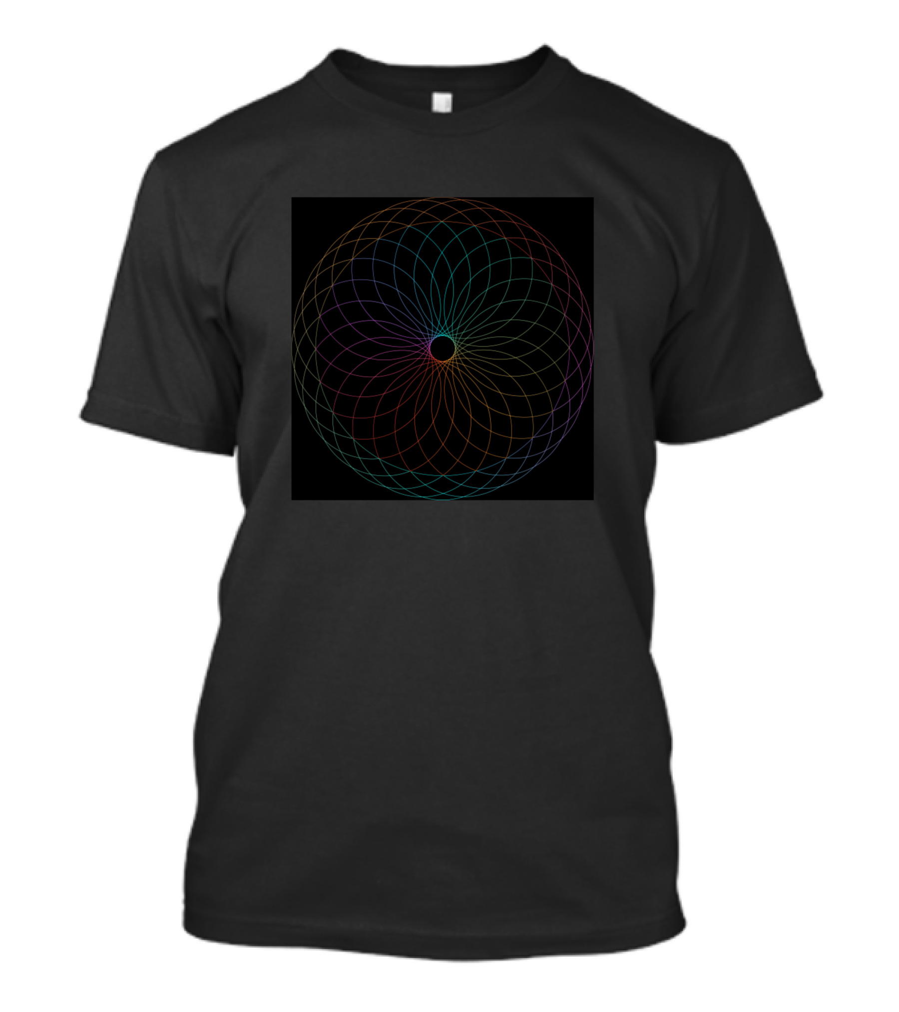 Thousand Ellipses Geometric Rainbow Spiral T-Shirt