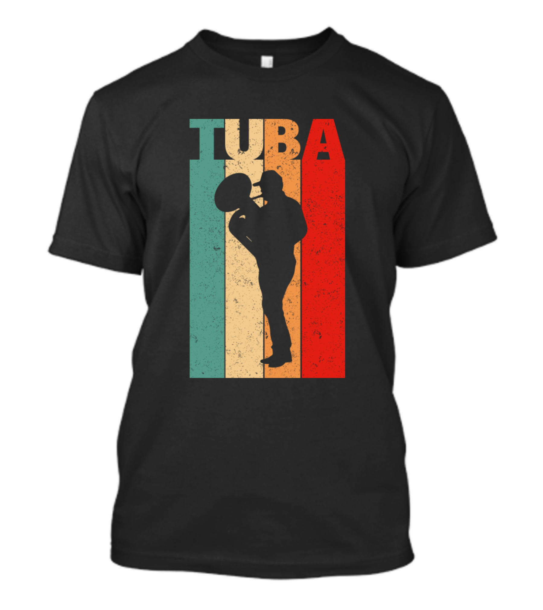 Tuba Player Silhouette Vintage Stripes T-Shirt