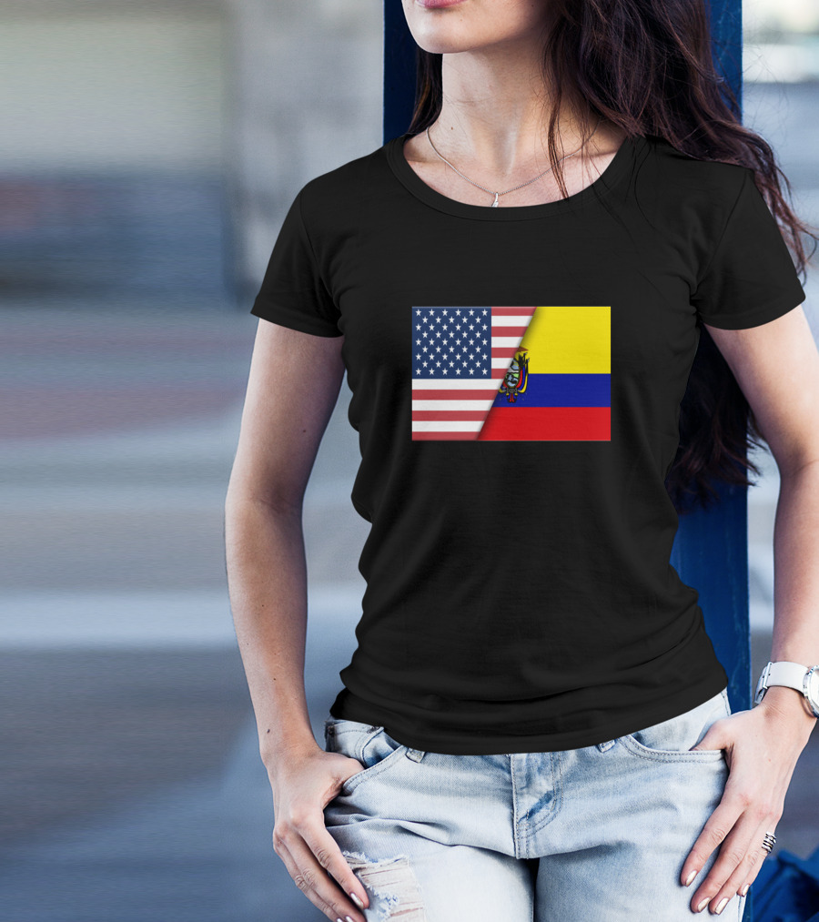 Usa Flag Ecuador Ecuadorian Flag Immigrant Ancestr Heritage Unity Flags T-Shirt