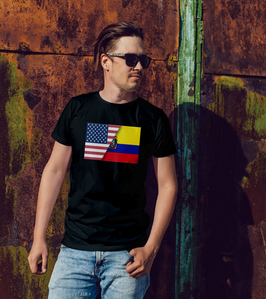 Usa Flag Ecuador Ecuadorian Flag Immigrant Ancestr Heritage Unity Flags T-Shirt