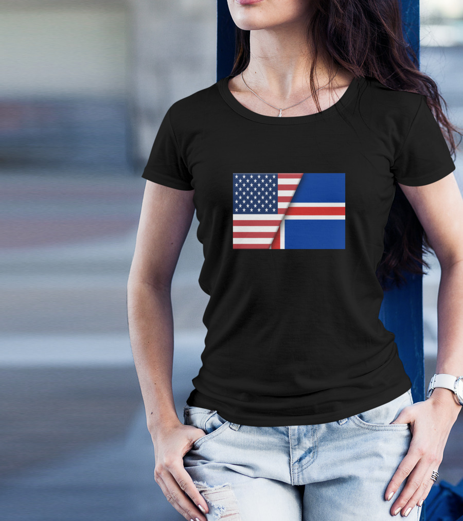 Usa Flag Iceland Flag Immigrant Ancestry Homeland Pride Connection T-Shirt