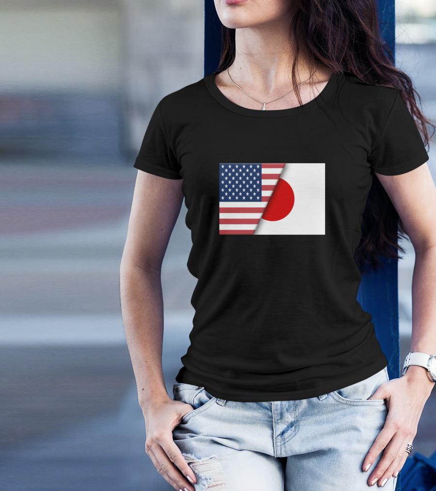 Usa Flag Japan Japanese Flag Immigrant Ancestry Dual Heritage Pride T-Shirt