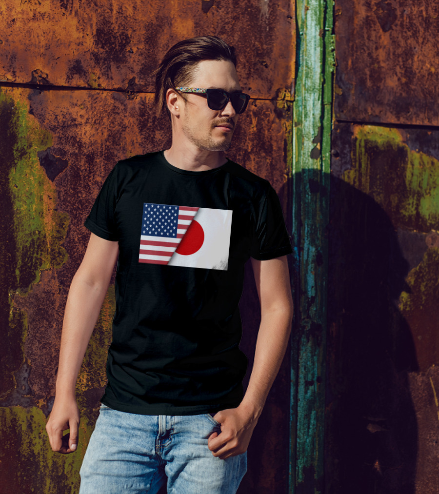 Usa Flag Japan Japanese Flag Immigrant Ancestry Dual Heritage Pride T-Shirt
