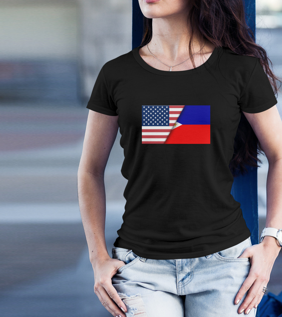 Usa Flag Philippines Filipino Flag Immigrant Ancestry Patriotic Symbolism T-Shirt