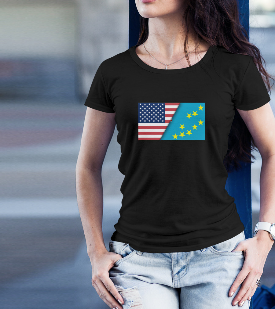 USA Flag Tuvalu Flag Immigrant Ancestry Homeland Connection T-Shirt