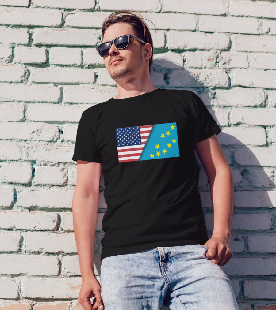 USA Flag Tuvalu Flag Immigrant Ancestry Homeland Connection T-Shirt