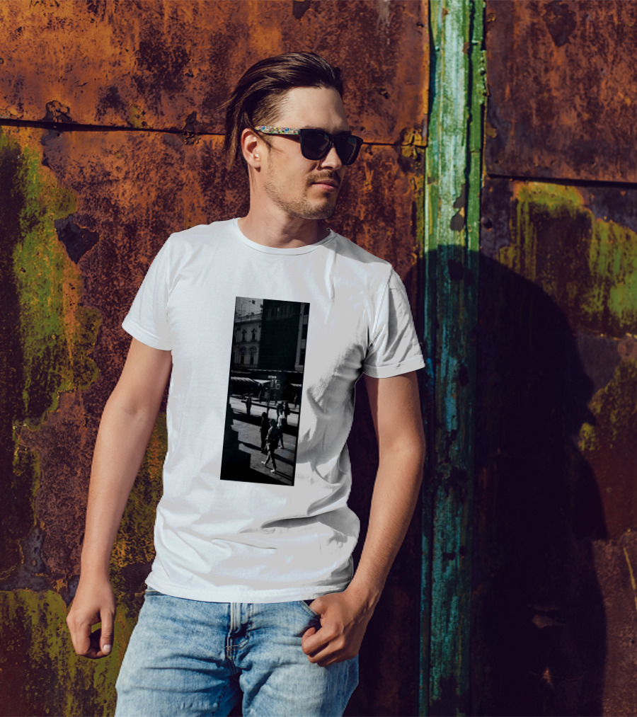 People Walking Around Urban Street Scene Shadows T-Shirt