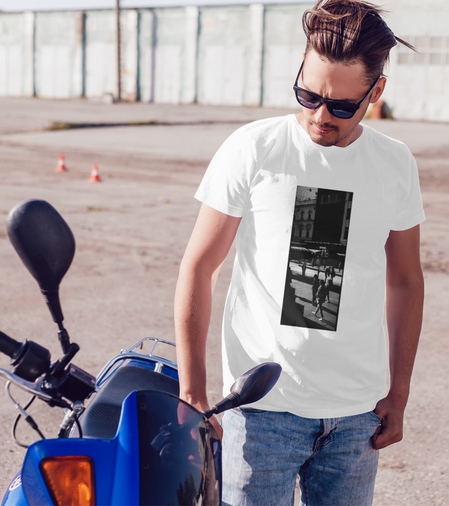 People Walking Around Urban Street Scene Shadows T-Shirt