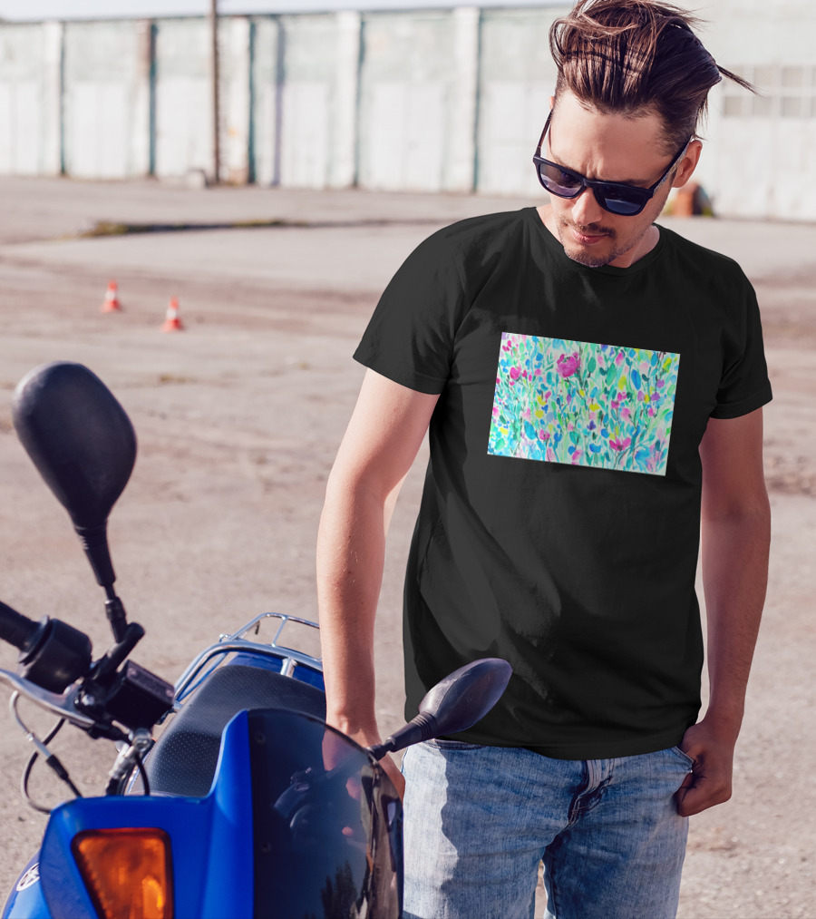 Pink Rose Spring Garden Watercolor T-Shirt