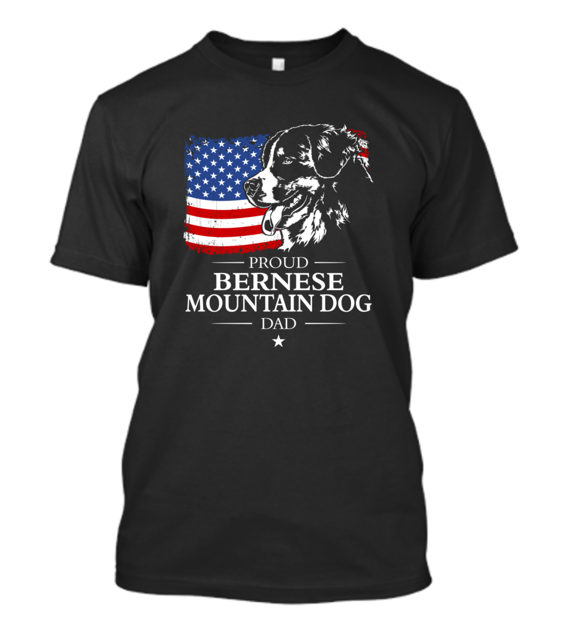 Proud Bernese Mountain Dog Dad American Flag Patriotic T-Shirt